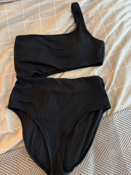 aerie Other - aerie Black One-Piece Swimsuit with White Straps
